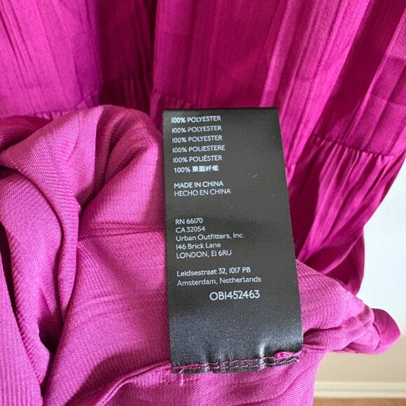 Anthropologie En Saison Flutter Puff Sleeve Maxi Dress Raspberry NWT Size XL - Picture 10 of 11